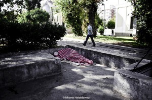 These photos represent the descent into hell of the economic crisis in the centre of Athens. Drugs, robberies, prostitution are on the rise, with a daily manhunt by the police. Greece is dangerously winning the first place in drug use amongst the countr